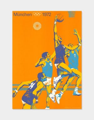 Basketball 1972 Rarität Seltenes Basketballposter von 1972 zur Olympiade 1972 in München