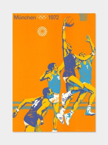 Seltenes Basketballposter von 1972 zur Olympiade 1972 in München