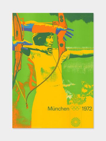 Echtes Poster von der Olympiade 1972 zur Sportart Bogenschiessen von Otl Aicher