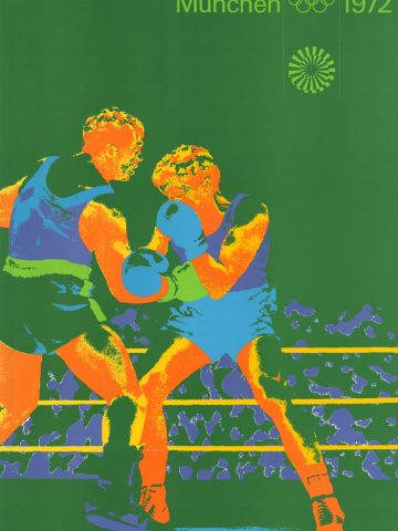 Olympiaplakat der Disziplin Boxen während der Olympiade 1972