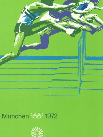 Original aus 1972 ist das Plakat von Huerdenlaufen bei den olympischen Spielen in München