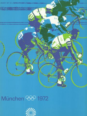 Olympisches offizielles Plakat Radfahren von Otl Aicher
