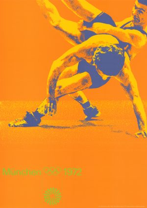 Echtes Poster von Otl Aicher zur Sportart Ringen 1972