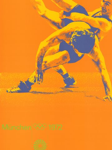 Echtes Poster von Otl Aicher zur Sportart Ringen 1972