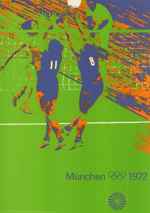 Volleyball Olympiaplakat von 1972 Olympia 1972 Originalplakat von der Olympiade in München
