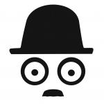 Charlie Chaplin als Strichmännchen minimal in schwarzweiss
