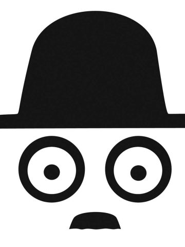 Charlie Chaplin als Strichmännchen minimal in schwarzweiss