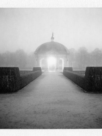 Eine Fotografie vom Hofgarten in München, bei Nacht aufgenommen als es neblig war